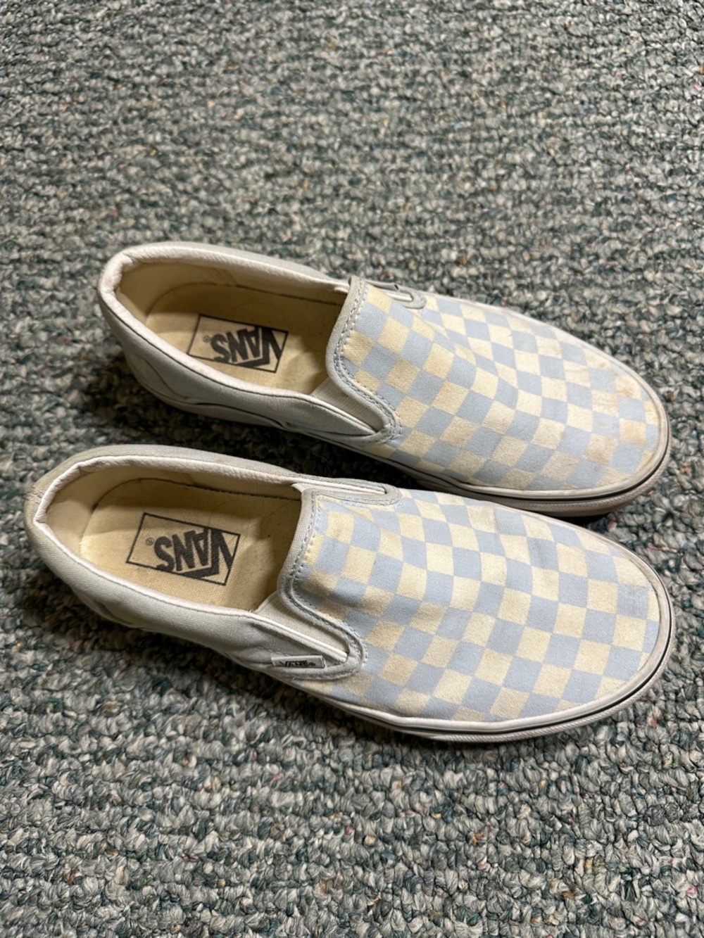 Vans Slip-On Checkerboard Light Blue and White